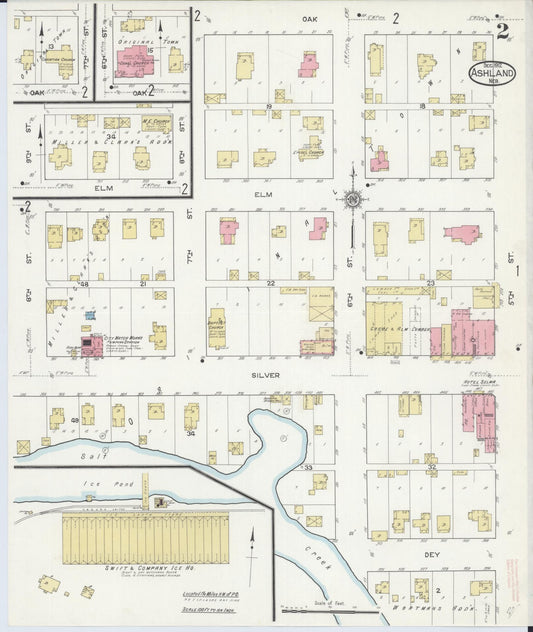 Sanborn Fire Insurance Map from Ashland, Saunders County, Nebraska (1912), Sheet #0002 - Historic Sanborn Fire Insurance Map Print, vintage old map wall art, antique decor, genealogy gift, Nebraska Nebraska map
