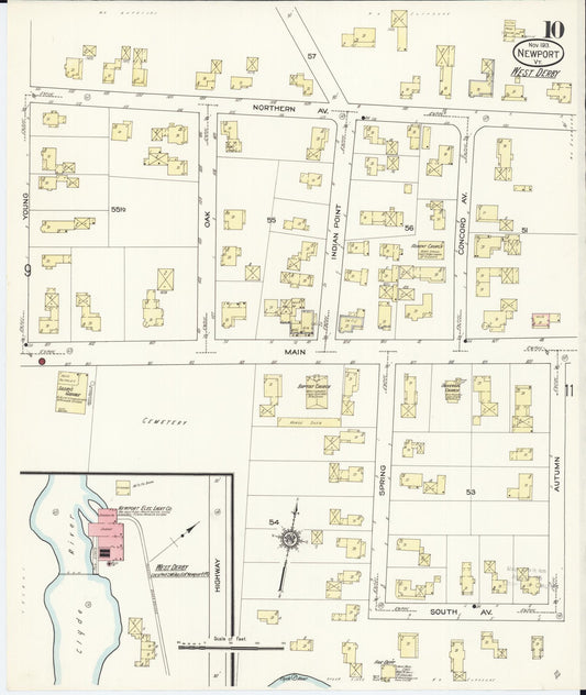 Sanborn Fire Insurance Map from Newport, Orleans County, Vermont (1913), Sheet #0010 - Historic Sanborn Fire Insurance Map Print, vintage old map wall art, antique decor, genealogy gift, Vermont Vermont map