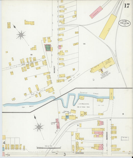 Sanborn Fire Insurance Map from Salem, Salem County, New Jersey (1902), Sheet #0017 - Historic Sanborn Fire Insurance Map Print, vintage old map wall art, antique decor, genealogy gift, New Jersey New Jersey map