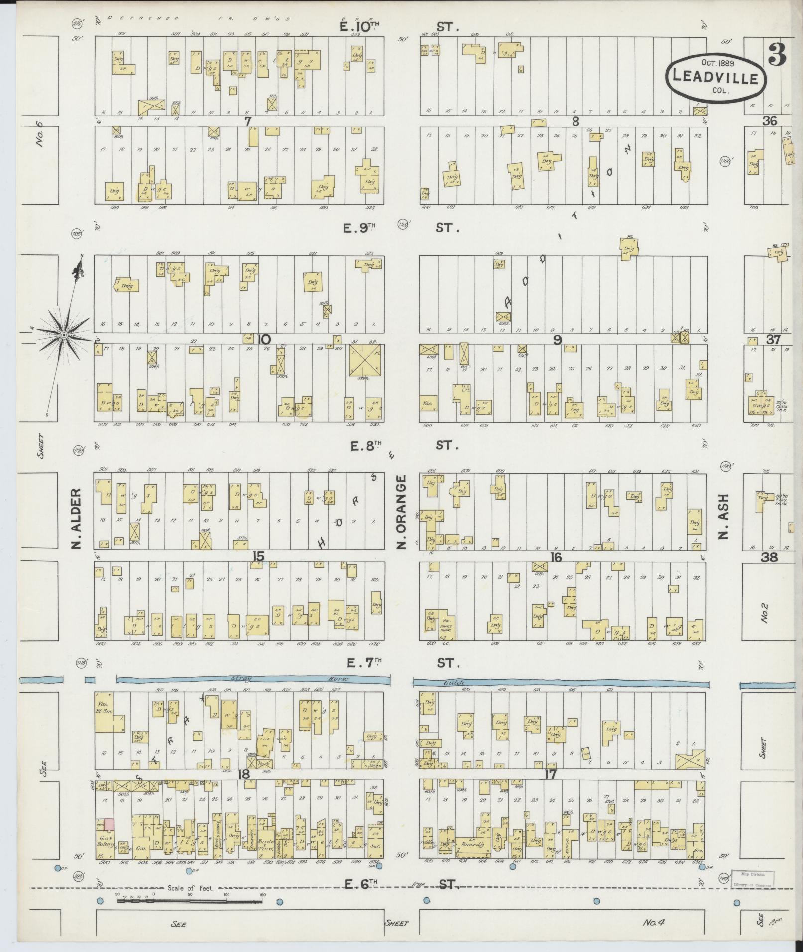 Sanborn Fire Insurance Map from Leadville, Lake County, Colorado (1889), Sheet #0003 - Historic Sanborn Fire Insurance Map Print, vintage old map wall art, antique decor, genealogy gift, Colorado Colorado map