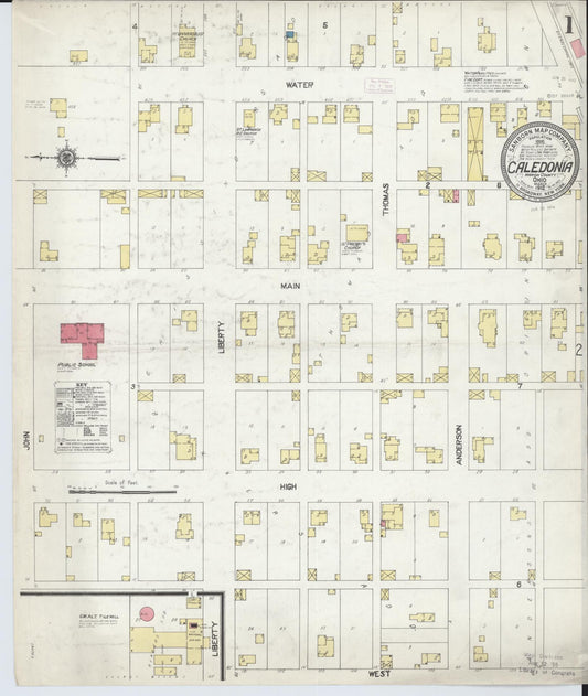 Sanborn Fire Insurance Map from Caledonia, Marion County, Ohio (1912), Sheet #0001 - Complete Map Set gallery image, historic Sanborn map, vintage wall art, Ohio Ohio