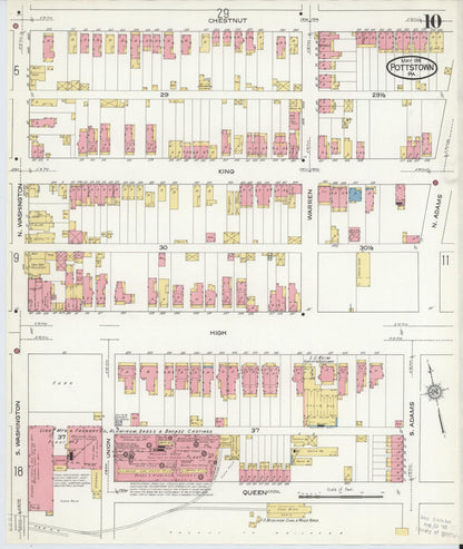 Sanborn Fire Insurance Map from Pottstown, Montgomery County, Pennsylvania (1916), Sheet #0010 - Complete Map Set gallery image, historic Sanborn map, vintage wall art, Pennsylvania Pennsylvania
