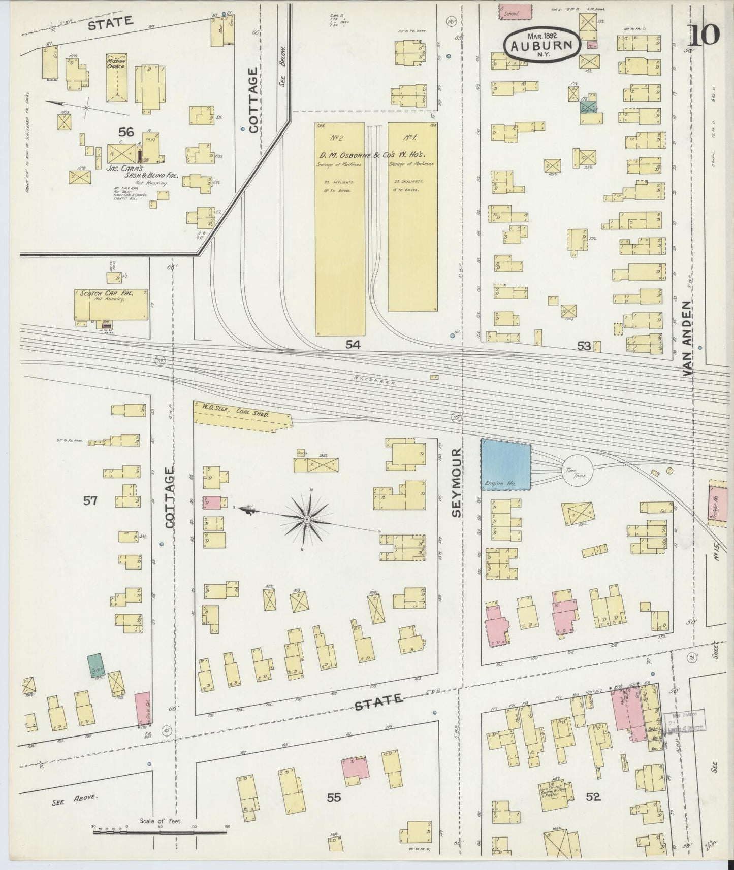 Sanborn Fire Insurance Map from Auburn, Cayuga County, New York (1892), Sheet #0010 - Complete Map Set gallery image, historic Sanborn map, vintage wall art, New York New York