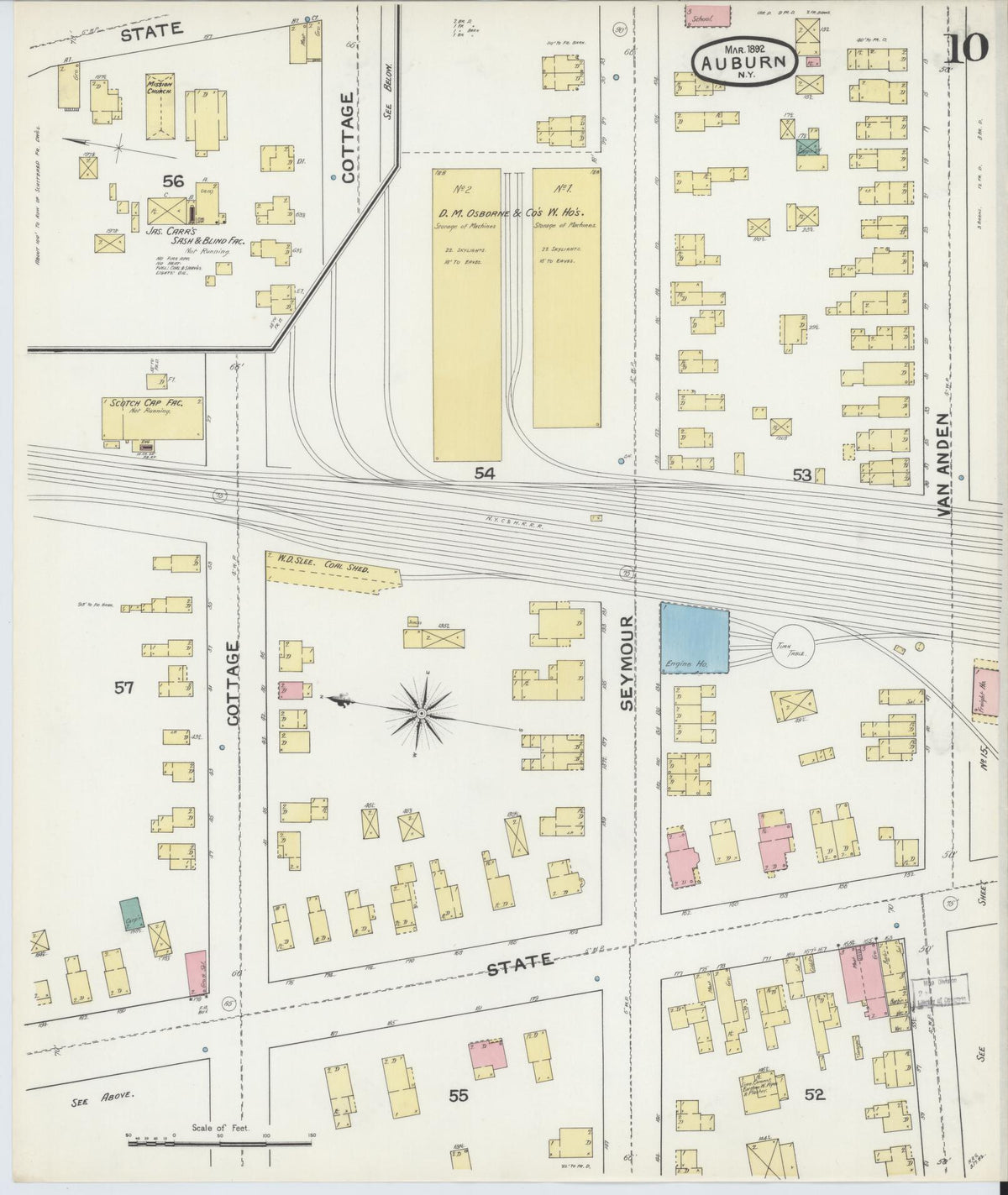 Sanborn Fire Insurance Map from Auburn, Cayuga County, New York (1892), Sheet #0010 - Complete Map Set gallery image, historic Sanborn map, vintage wall art, New York New York
