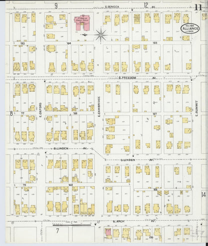 Sanborn Fire Insurance Map from Alliance, Stark County, Ohio (1904), Sheet #0011 - Historic Sanborn Fire Insurance Map Print, vintage old map wall art, antique decor, genealogy gift, Ohio Ohio map