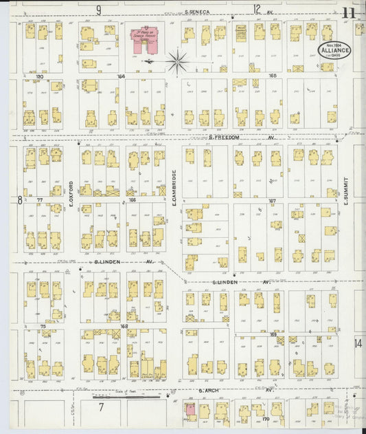 Sanborn Fire Insurance Map from Alliance, Stark County, Ohio (1904), Sheet #0011 - Historic Sanborn Fire Insurance Map Print, vintage old map wall art, antique decor, genealogy gift, Ohio Ohio map