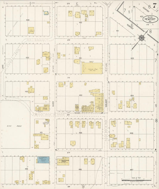 Sanborn Fire Insurance Map from Newport, Lincoln County, Oregon (1919), Sheet #0007 - Historic Sanborn Fire Insurance Map Print, vintage old map wall art, antique decor, genealogy gift, Oregon Oregon map