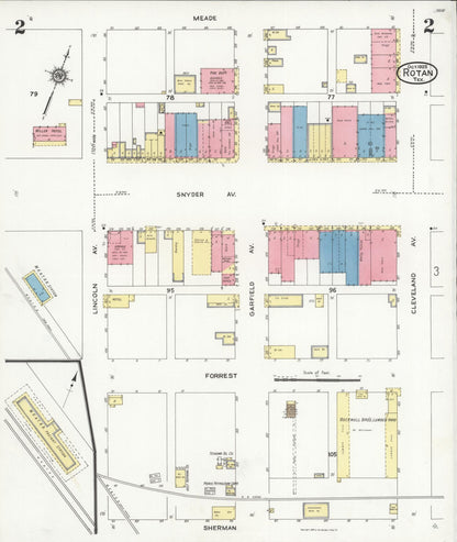 Sanborn Fire Insurance Map from Rotan, Fisher County, Texas (1925), Sheet #0002 - Complete Map Set gallery image, historic Sanborn map, vintage wall art, Texas Texas