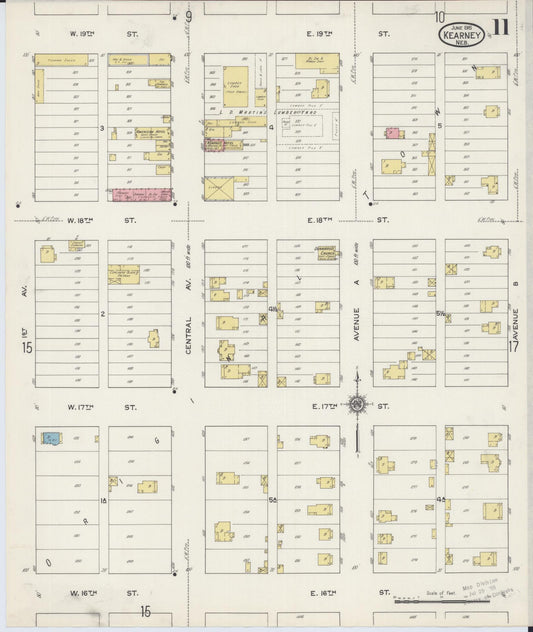 Sanborn Fire Insurance Map from Kearney, Buffalo County, Nebraska (1915), Sheet #0011 - Historic Sanborn Fire Insurance Map Print, vintage old map wall art, antique decor, genealogy gift, Nebraska Nebraska map