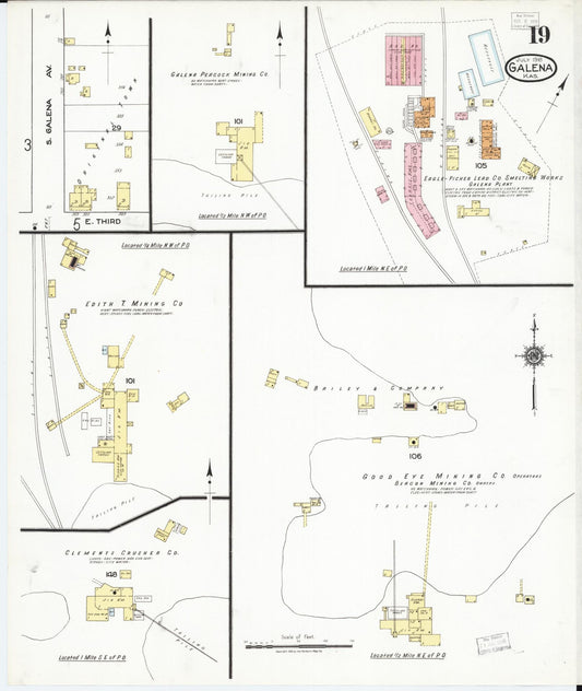 Sanborn Fire Insurance Map from Galena, Cherokee County, Kansas (1918), Sheet #0019 - Historic Sanborn Fire Insurance Map Print, vintage old map wall art, antique decor, genealogy gift, Kansas Kansas map