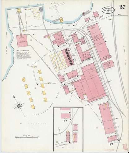 Sanborn Fire Insurance Map from Peekskill, Westchester County, New York (1905), Sheet #0027 - Historic Sanborn Fire Insurance Map Print, vintage old map wall art, antique decor, genealogy gift, New York New York map