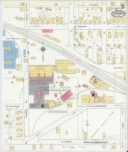 Sanborn Fire Insurance Map from Hartford City, Blackford County, Indiana (1920), Sheet #0005 - Historic Sanborn Fire Insurance Map Print, vintage old map wall art, antique decor, genealogy gift, Indiana Indiana map