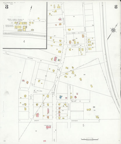 Sanborn Fire Insurance Map from Williamsburg, Independent Cities, Virginia (1933), Sheet #0008 - Complete Map Set gallery image, historic Sanborn map, vintage wall art, Virginia Virginia