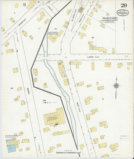 Sanborn Fire Insurance Map from Fredonia, Chautauqua County, New York (1912), Sheet #0020 - Historic Sanborn Fire Insurance Map Print, vintage old map wall art, antique decor, genealogy gift, New York New York map