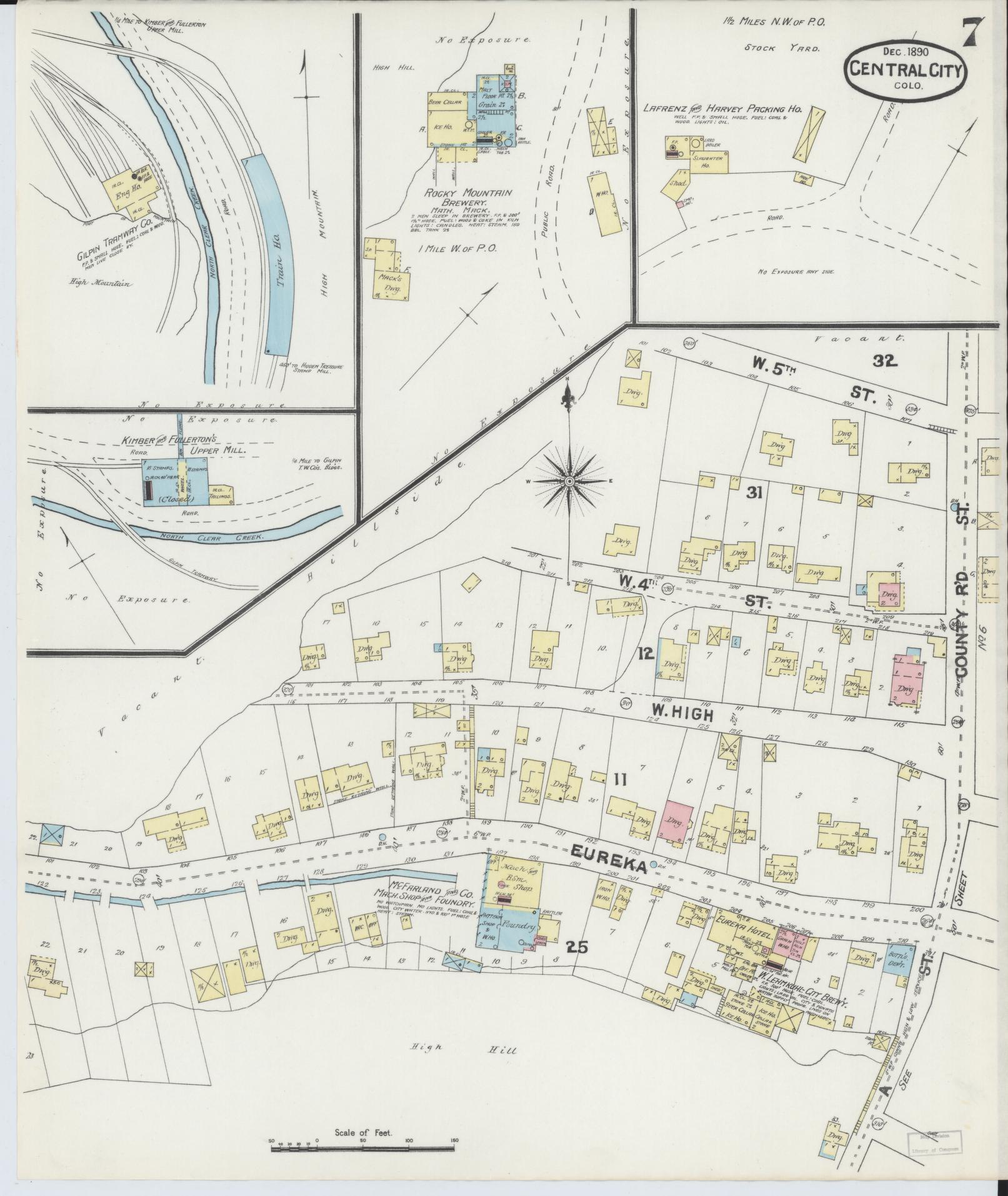 Sanborn Fire Insurance Map from Central City, Gilpin County, Colorado (1890), Sheet #0007 - Complete Map Set gallery image, historic Sanborn map, vintage wall art, Colorado Colorado