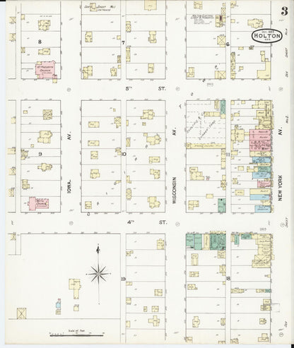 Sanborn Fire Insurance Map from Holton, Jackson County, Kansas (1889), Sheet #0003 - Complete Map Set gallery image, historic Sanborn map, vintage wall art, Kansas Kansas