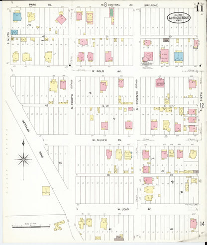 Sanborn Fire Insurance Map from Albuquerque, Bernalillo County, New Mexico (1908), Sheet #0011 - Complete Map Set gallery image, historic Sanborn map, vintage wall art, New Mexico New Mexico