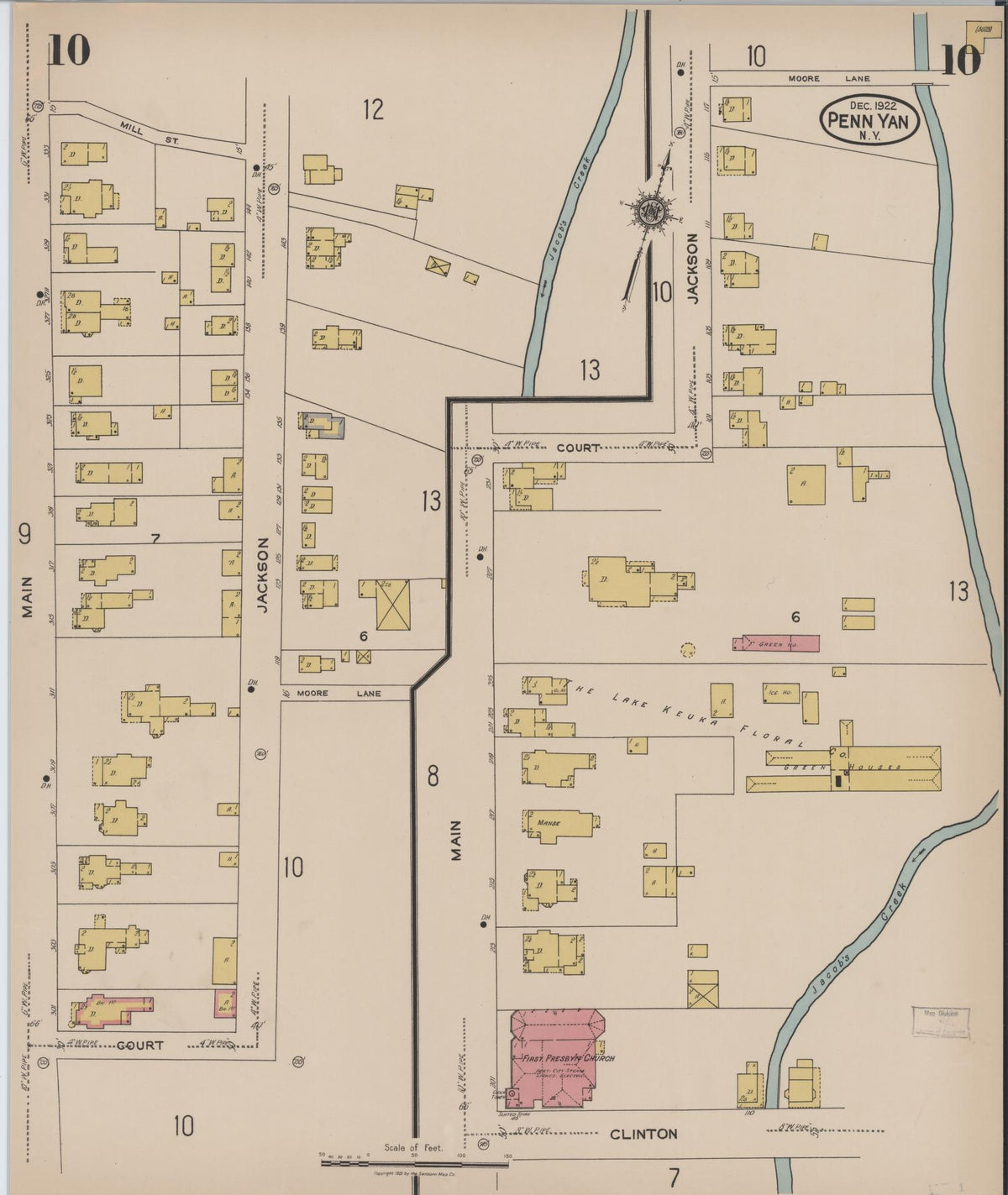 Sanborn Fire Insurance Map from Penn Yan, Yates County, New York (1922), Sheet #0010 - Complete Map Set gallery image, historic Sanborn map, vintage wall art, New York New York
