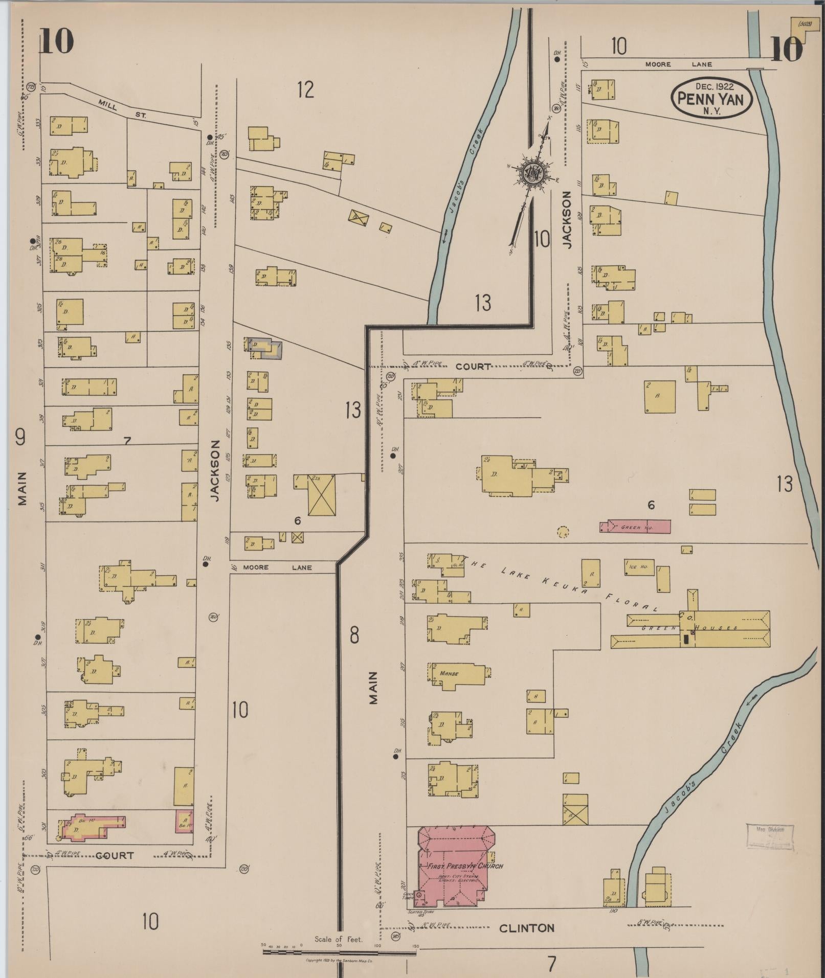 Sanborn Fire Insurance Map from Penn Yan, Yates County, New York (1922), Sheet #0010 - Complete Map Set gallery image, historic Sanborn map, vintage wall art, New York New York