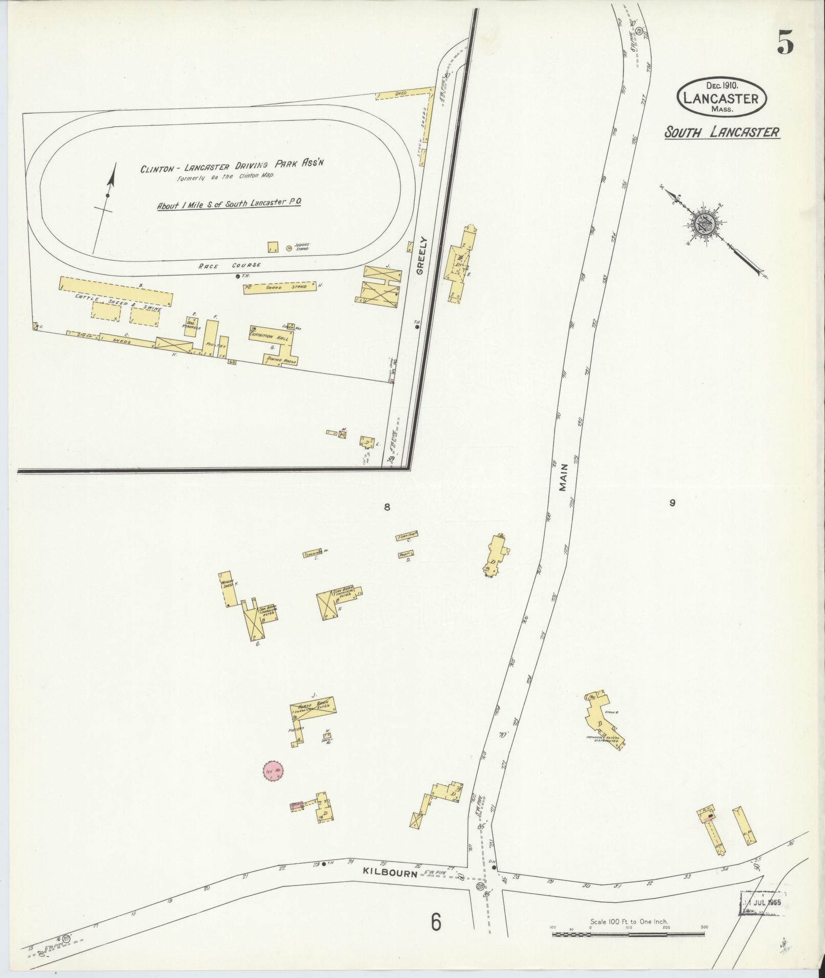 Sanborn Fire Insurance Map from Lancaster, Worcester County, Massachusetts (1910), Sheet #0005 - Historic Sanborn Fire Insurance Map Print, vintage old map wall art, antique decor, genealogy gift, Massachusetts Massachusetts map