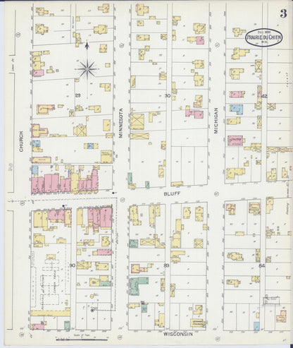 Sanborn Fire Insurance Map from Prairie du Chien, Crawford County, Wisconsin (1892), Sheet #0003 - Historic Sanborn Fire Insurance Map Print, vintage old map wall art, antique decor, genealogy gift, Wisconsin Wisconsin map
