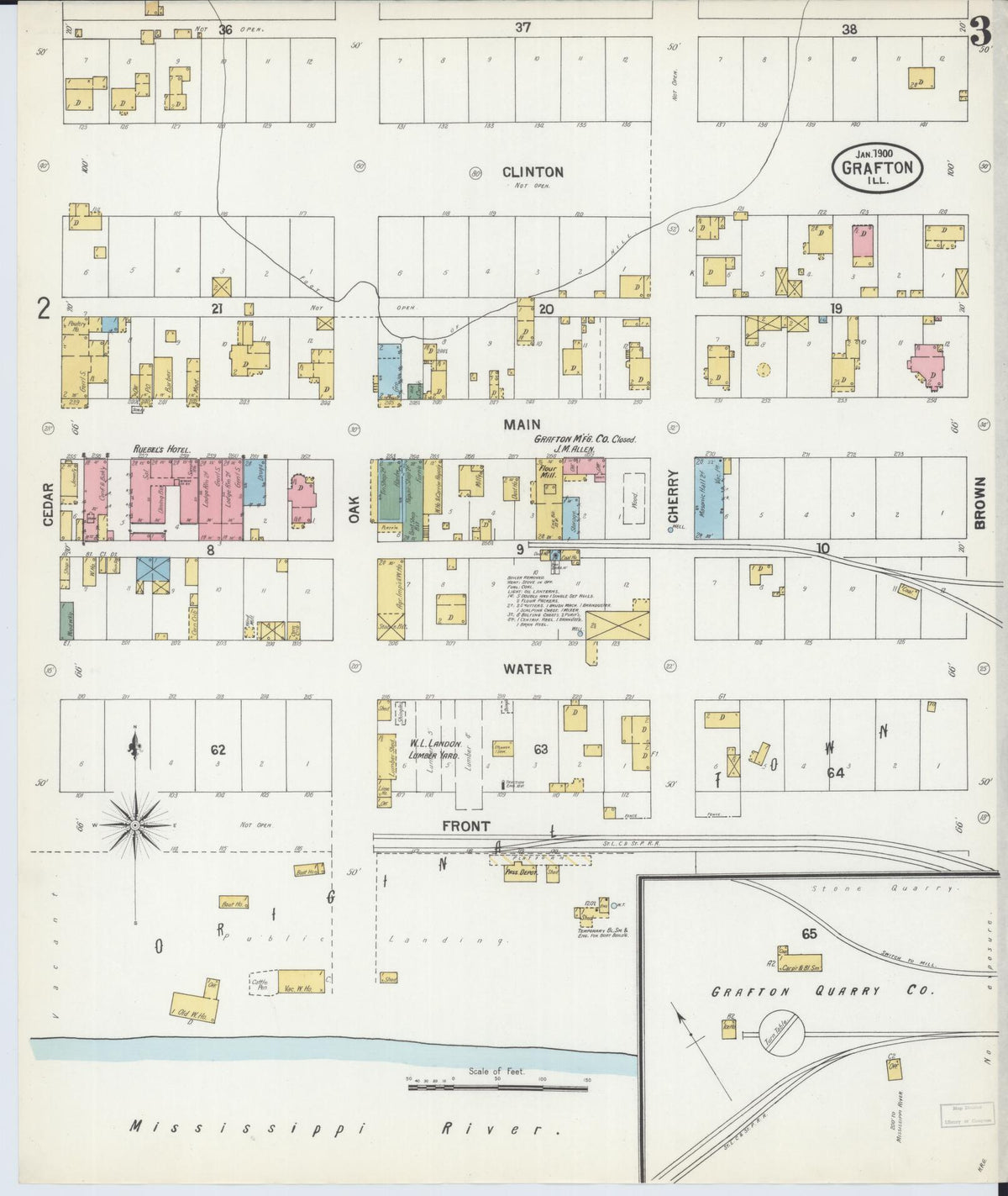 Sanborn Fire Insurance Map from Grafton, Jersey County, Illinois (1900), Sheet #0003 - Historic Sanborn Fire Insurance Map Print, vintage old map wall art, antique decor, genealogy gift, Illinois Illinois map