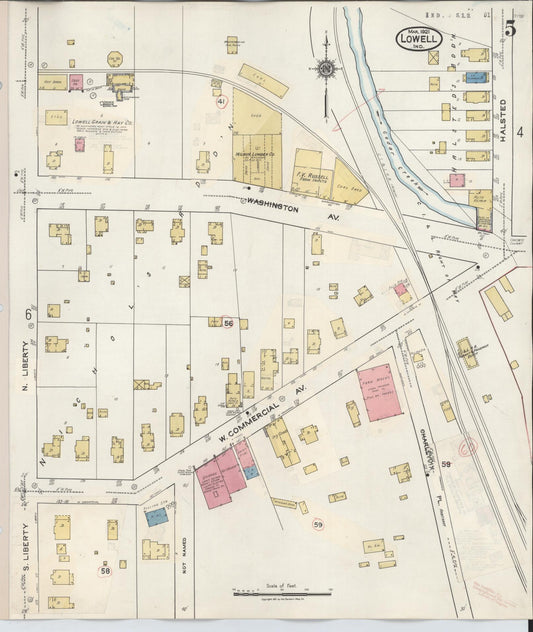 Sanborn Fire Insurance Map from Lowell, Lake County, Indiana (1942), Sheet #0005 - Historic Sanborn Fire Insurance Map Print, vintage old map wall art, antique decor, genealogy gift, Indiana Indiana map