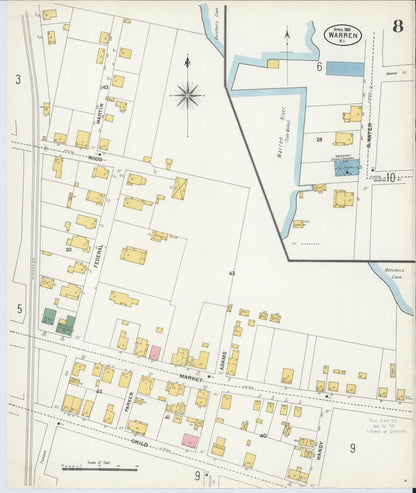 Sanborn Fire Insurance Map from Warren, Bristol County, Rhode Island (1903), Sheet #0008 - Complete Map Set gallery image, historic Sanborn map, vintage wall art, Rhode Island Rhode Island