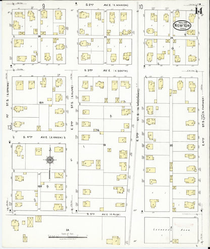Sanborn Fire Insurance Map from Newton, Jasper County, Iowa (1918), Sheet #0014 - Historic Sanborn Fire Insurance Map Print, vintage old map wall art