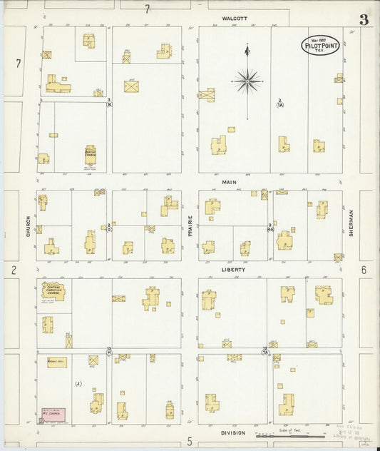 Sanborn Fire Insurance Map from Pilot Point, Denton County, Texas (1907), Sheet #0003 - Historic Sanborn Fire Insurance Map Print, vintage old map wall art, antique decor, genealogy gift, Texas Texas map