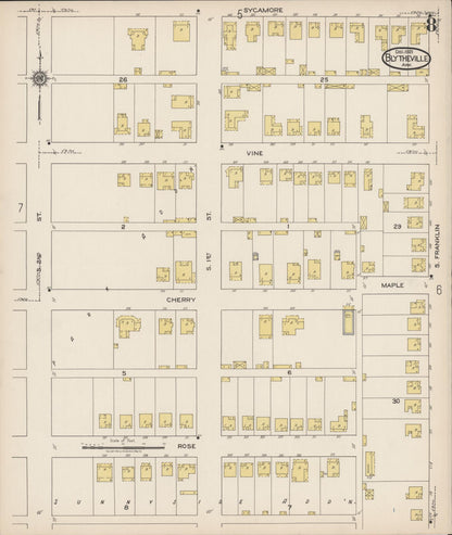 Sanborn Fire Insurance Map from Blytheville, Mississippi County, Arkansas (1921), Sheet #0008 - Complete Map Set gallery image, historic Sanborn map, vintage wall art, Blytheville Mississippi