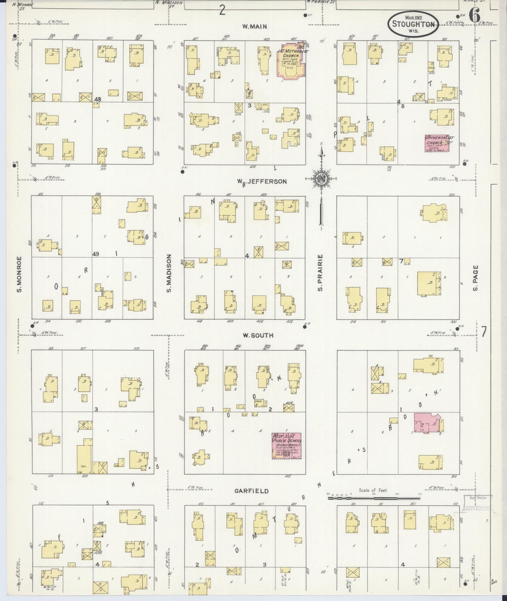 Sanborn Fire Insurance Map from Stoughton, Dane County, Wisconsin (1912), Sheet #0006 - Complete Map Set gallery image, historic Sanborn map, vintage wall art, Wisconsin Wisconsin