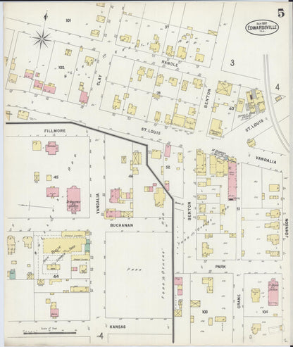 Sanborn Fire Insurance Map from Edwardsville, Madison County, Illinois (1897), Sheet #0005 - Complete Map Set gallery image, historic Sanborn map, vintage wall art, Illinois Illinois