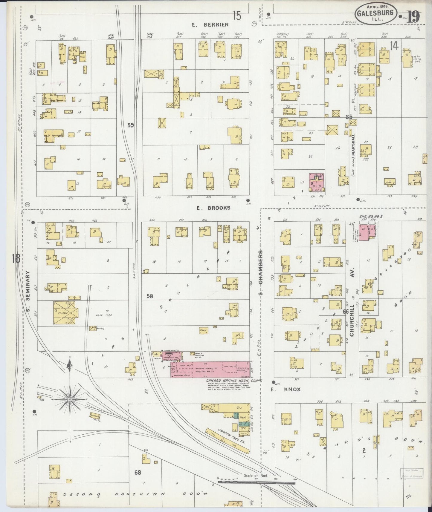 Sanborn Fire Insurance Map from Galesburg, Knox County, Illinois (1906), Sheet #0019 - Historic Sanborn Fire Insurance Map Print, vintage old map wall art, antique decor, genealogy gift, Illinois Illinois map