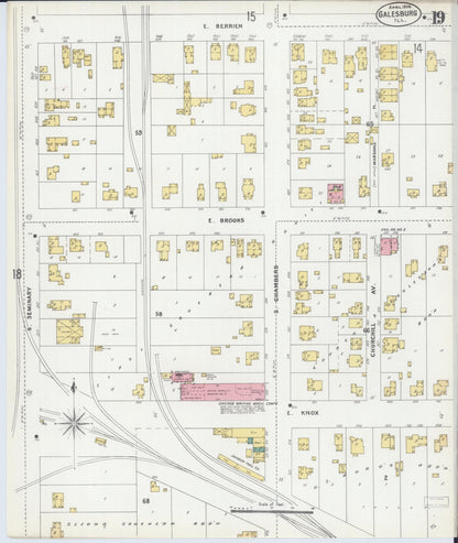 Sanborn Fire Insurance Map from Galesburg, Knox County, Illinois (1906), Sheet #0019 - Historic Sanborn Fire Insurance Map Print, vintage old map wall art, antique decor, genealogy gift, Illinois Illinois map