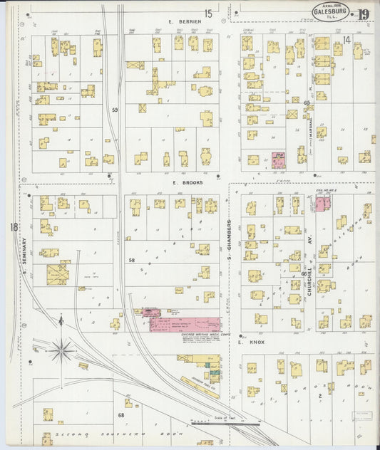 Sanborn Fire Insurance Map from Galesburg, Knox County, Illinois (1906), Sheet #0019 - Historic Sanborn Fire Insurance Map Print, vintage old map wall art, antique decor, genealogy gift, Illinois Illinois map