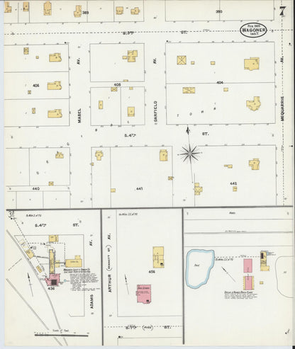 Sanborn Fire Insurance Map from Wagoner, Wagoner County, Oklahoma (1905), Sheet #0007 - Complete Map Set gallery image, historic Sanborn map, vintage wall art, Oklahoma Oklahoma