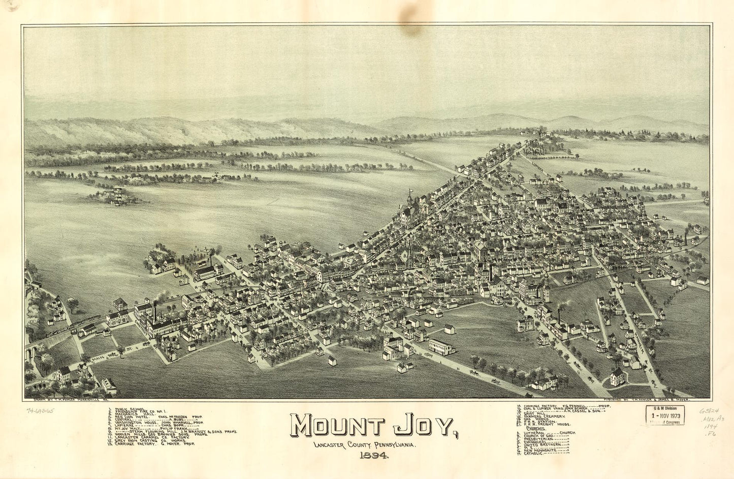 Mount Joy, Lancaster County, Pennsylvania, 1894. (1894) – Historic Bird’s-Eye View Panorama Print