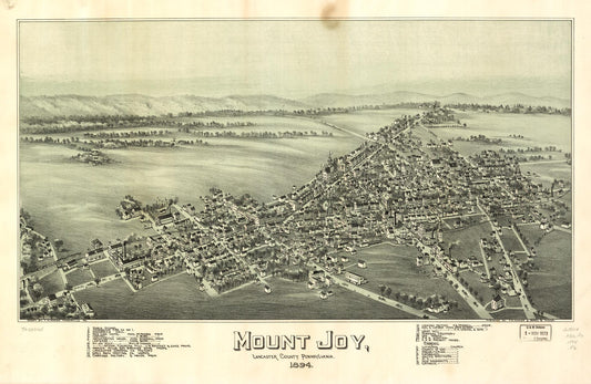 Mount Joy, Lancaster County, Pennsylvania, 1894. (1894) – Historic Bird’s-Eye View Panorama Print