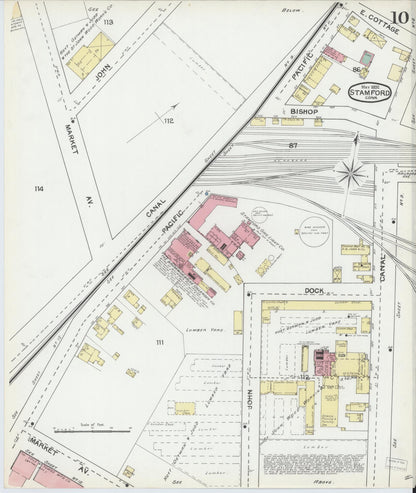 Sanborn Fire Insurance Map from Stamford, Fairfield County, Connecticut (1892), Sheet #0010 - Complete Map Set gallery image, historic Sanborn map, vintage wall art, Connecticut Connecticut