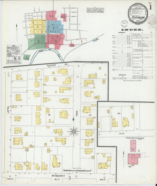 Sanborn Fire Insurance Map from Dyersburg, Dyer County, Tennessee (1900), Sheet #0001 - Complete Map Set gallery image, historic Sanborn map, vintage wall art, Tennessee Tennessee