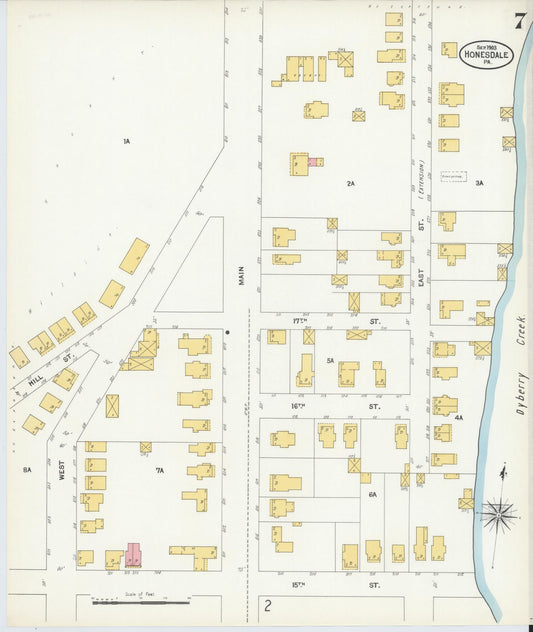 Sanborn Fire Insurance Map from Honesdale, Wayne County, Pennsylvania (1903), Sheet #0007 - Historic Sanborn Fire Insurance Map Print, vintage old map wall art, antique decor, genealogy gift, Pennsylvania Pennsylvania map