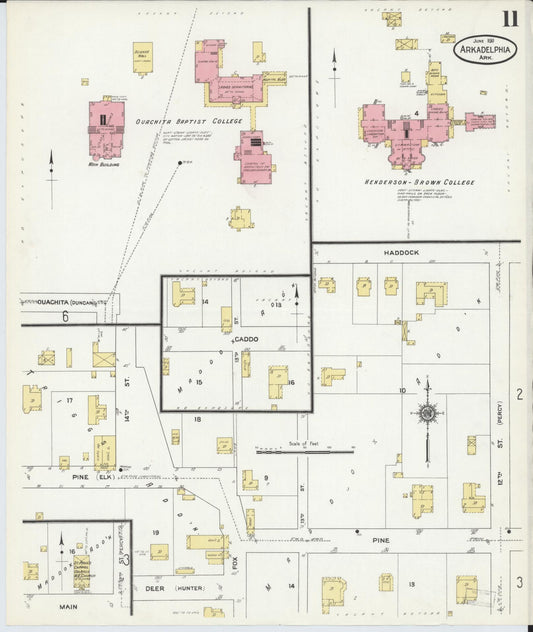 Sanborn Fire Insurance Map from Arkadelphia, Clark County, Arkansas (1911), Sheet #0011 - Historic Sanborn Fire Insurance Map Print, vintage old map wall art, antique decor, genealogy gift, Arkansas Arkansas map