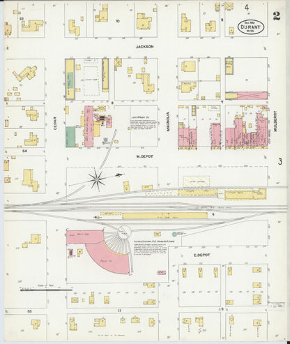 Sanborn Fire Insurance Map from Durant, Holmes County, Mississippi (1902), Sheet #0002 - Complete Map Set gallery image, historic Sanborn map, vintage wall art, Mississippi Mississippi