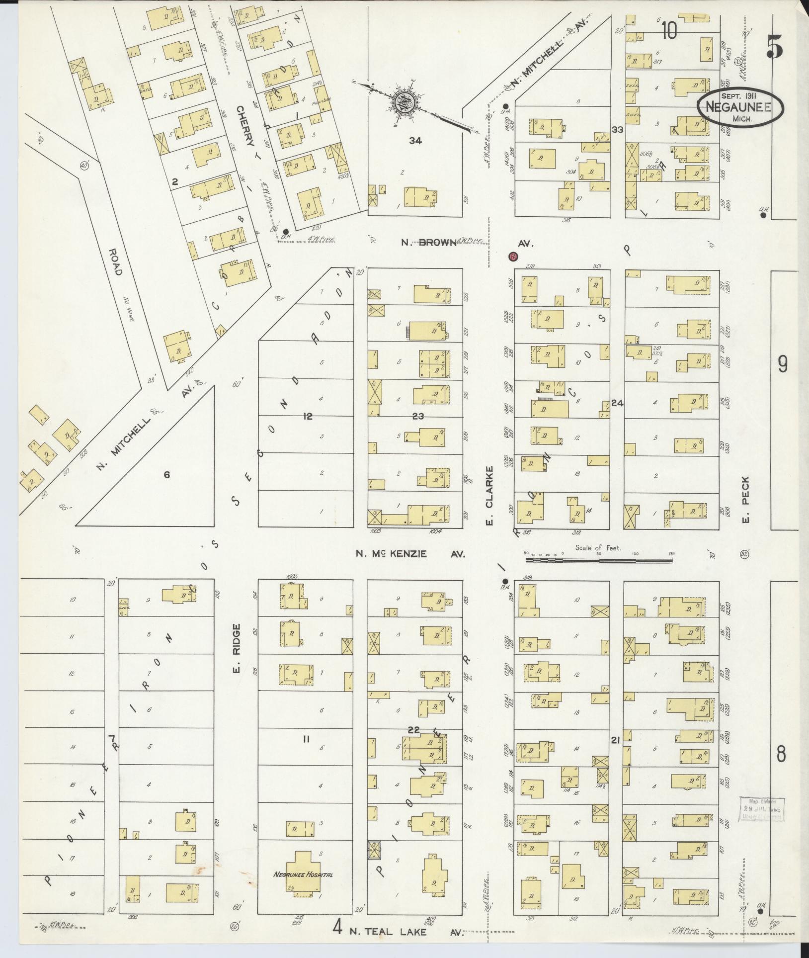 Sanborn Fire Insurance Map from Negaunee, Marquette County, Michigan (1911), Sheet #0005 - Complete Map Set gallery image, historic Sanborn map, vintage wall art, Michigan Michigan