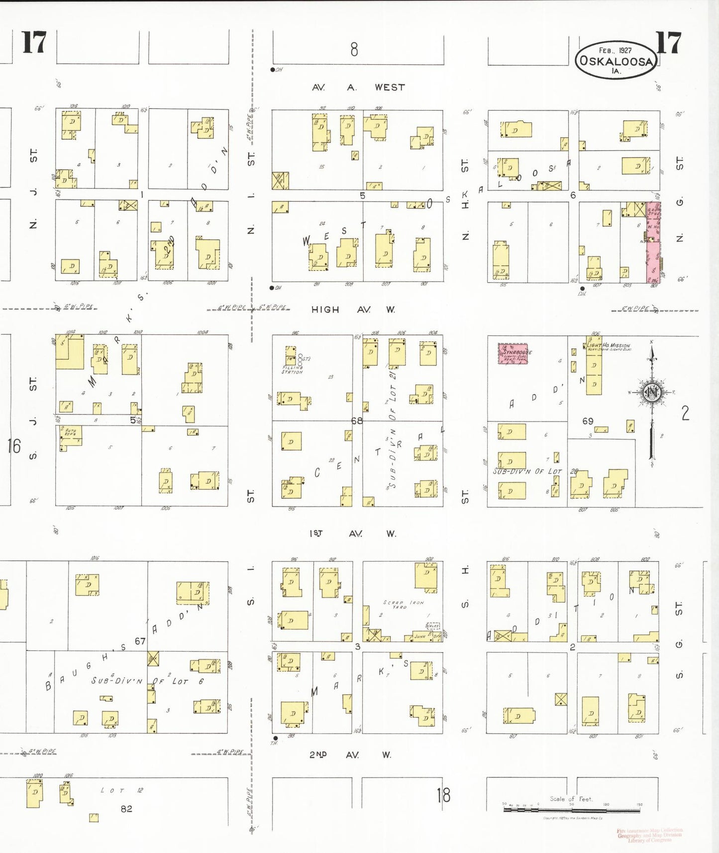 Sanborn Fire Insurance Map from Oskaloosa, Mahaska County, Iowa (1927), Sheet #0017 - Historic Sanborn Fire Insurance Map Print