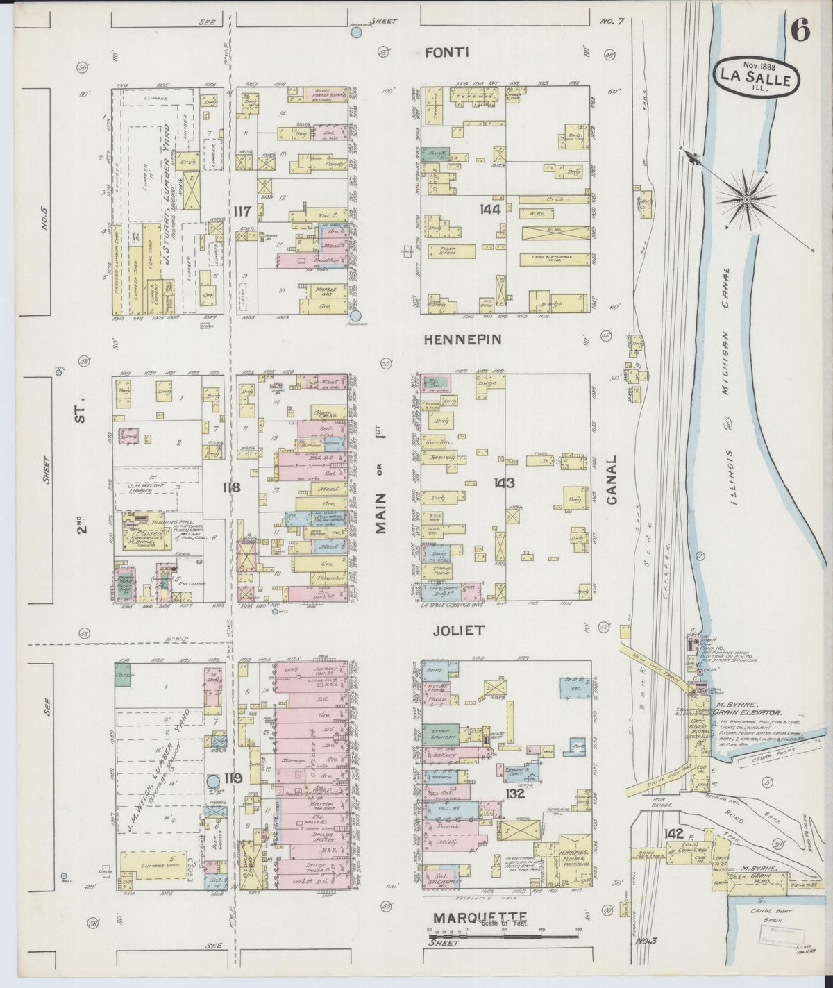 Sanborn Fire Insurance Map from La Salle, La Salle County, Illinois (1888), Sheet #0006 - Historic Sanborn Fire Insurance Map Print, vintage old map wall art, antique decor, genealogy gift, Illinois Illinois map