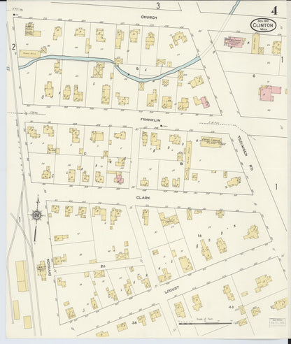 Sanborn Fire Insurance Map from Clinton, Lenawee County, Michigan (1912), Sheet #0004 - Historic Sanborn Fire Insurance Map Print, vintage old map wall art, antique decor, genealogy gift, Michigan Michigan map