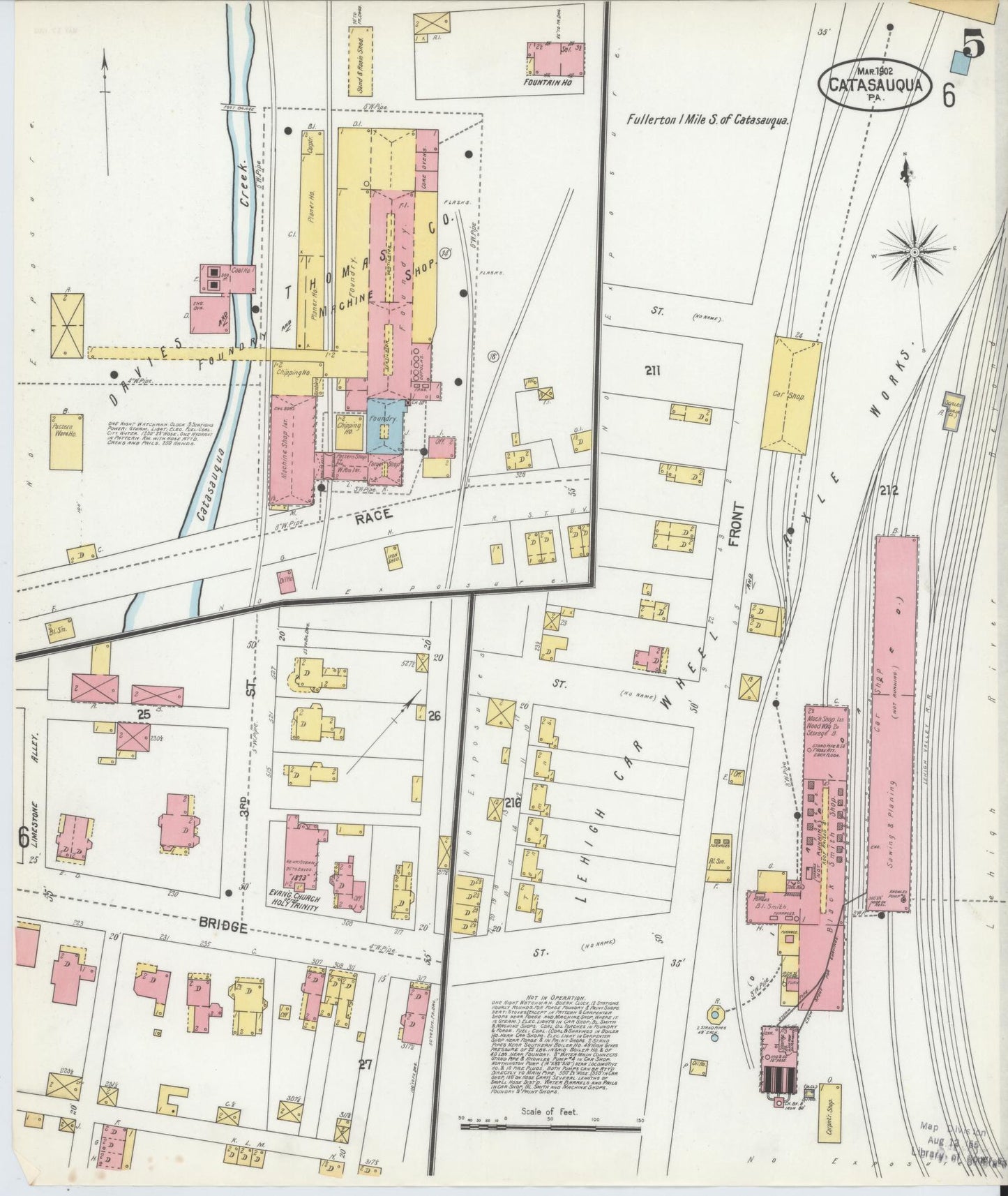 Sanborn Fire Insurance Map from Catasauqua, Lehigh County, Pennsylvania (1902), Sheet #0005 - Historic Sanborn Fire Insurance Map Print, vintage old map wall art, antique decor, genealogy gift, Pennsylvania Pennsylvania map
