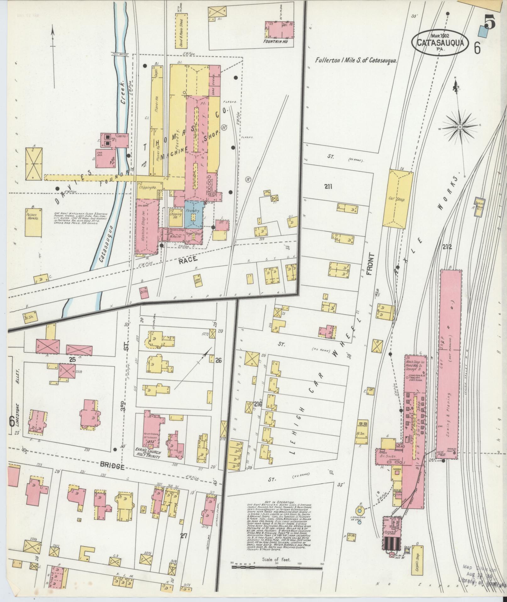 Sanborn Fire Insurance Map from Catasauqua, Lehigh County, Pennsylvania (1902), Sheet #0005 - Historic Sanborn Fire Insurance Map Print, vintage old map wall art, antique decor, genealogy gift, Pennsylvania Pennsylvania map
